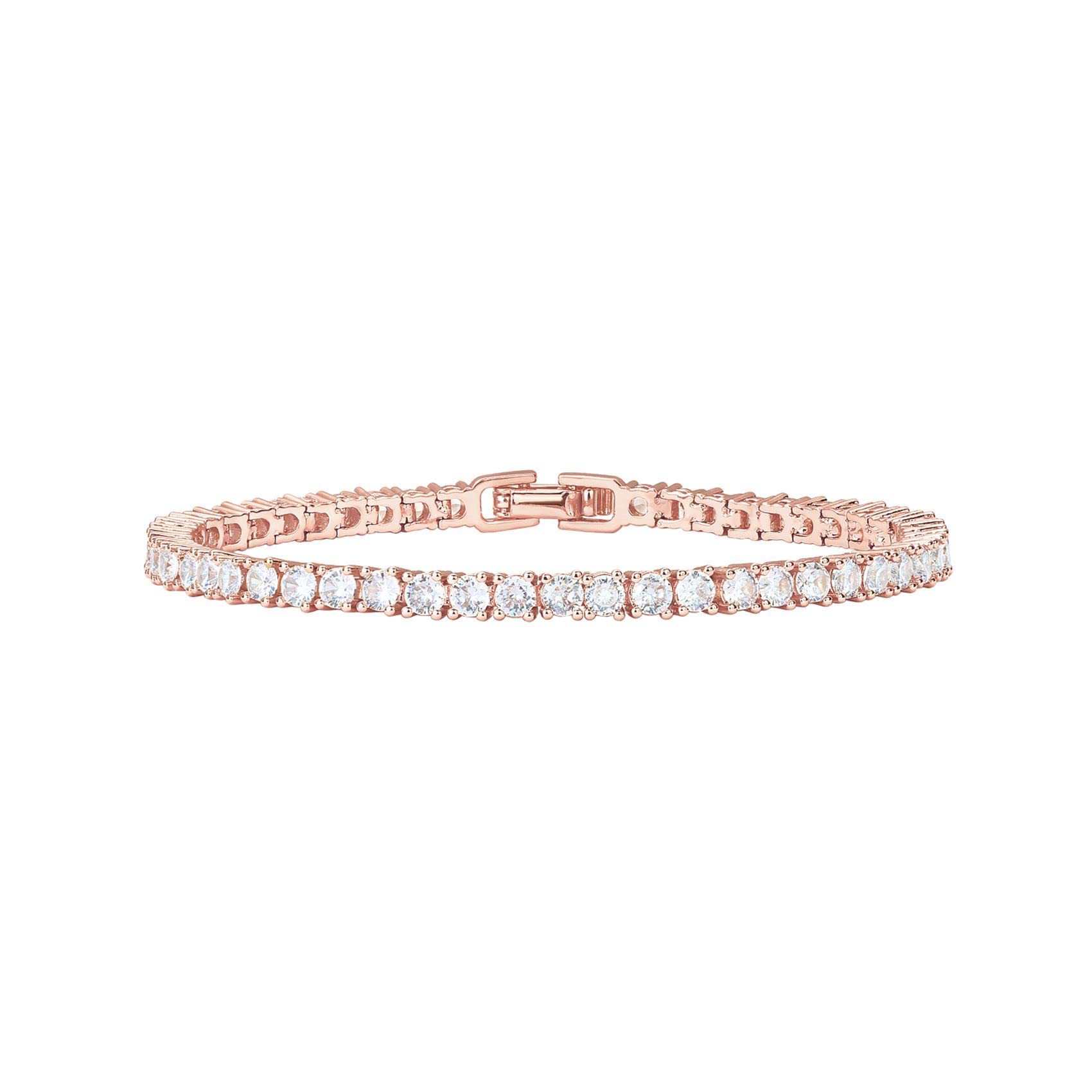 14k Gold Plated Cubic Zirconia Tennis Bracelet | Size 6.5-7.5 Inch-Birthstone Jewelry