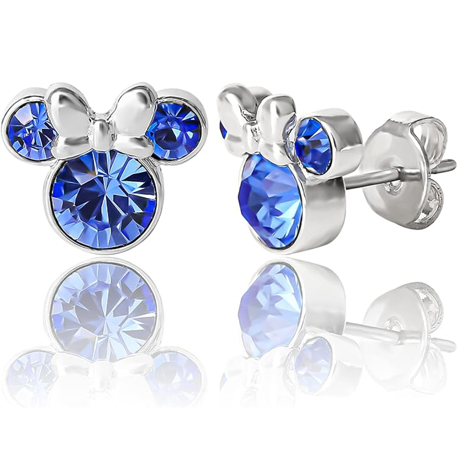 September Birthstone Womens Minnie Mouse Birthstone Stud Earrings-Birthstone Jewelry