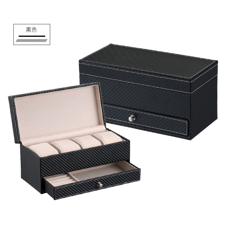 Men's Business Drawer Four-Seat Leather Watch Display Box-Birthstone Jewelry