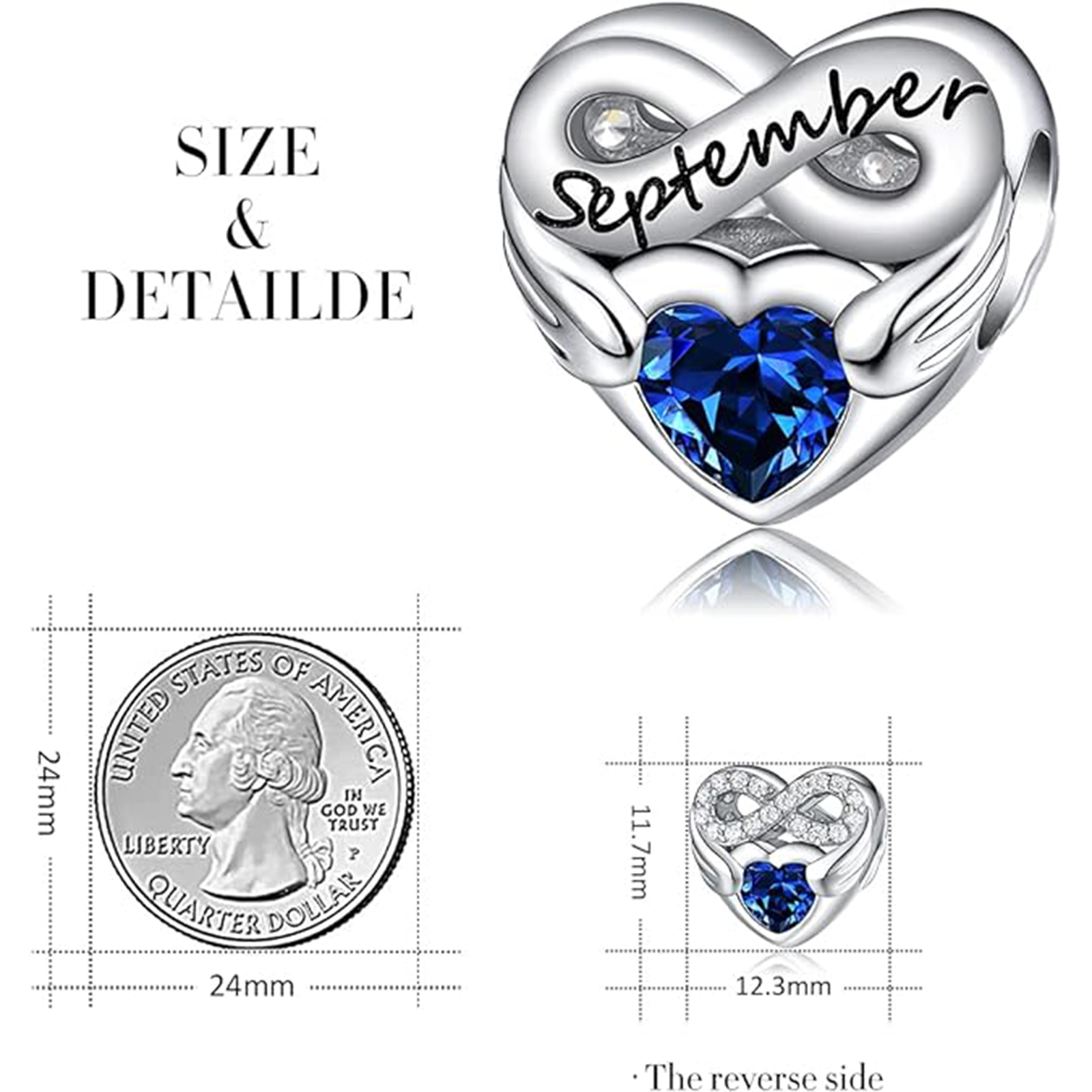 September Sapphire Heart Charm Bracelet – Infinite Love Birthstone Gift