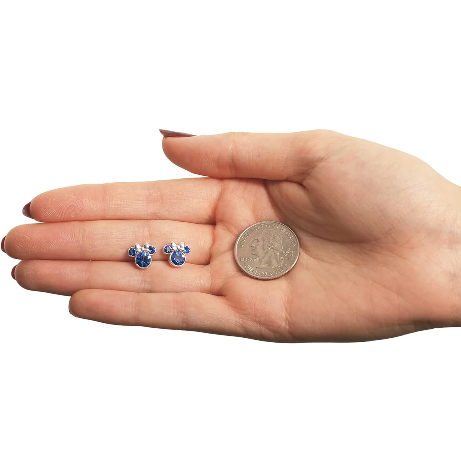 September Birthstone Womens Minnie Mouse Birthstone Stud Earrings-Birthstone Jewelry