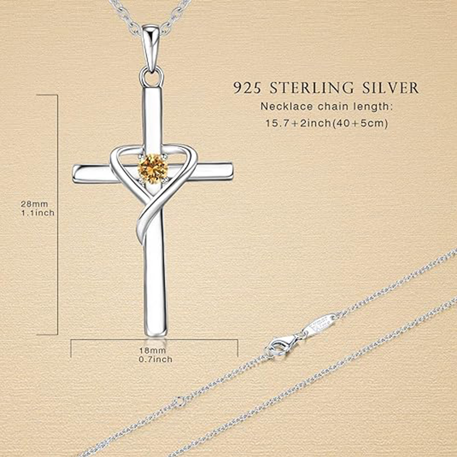 November Birthstone  Cross Necklace for Women-Sagittarius Birthstone