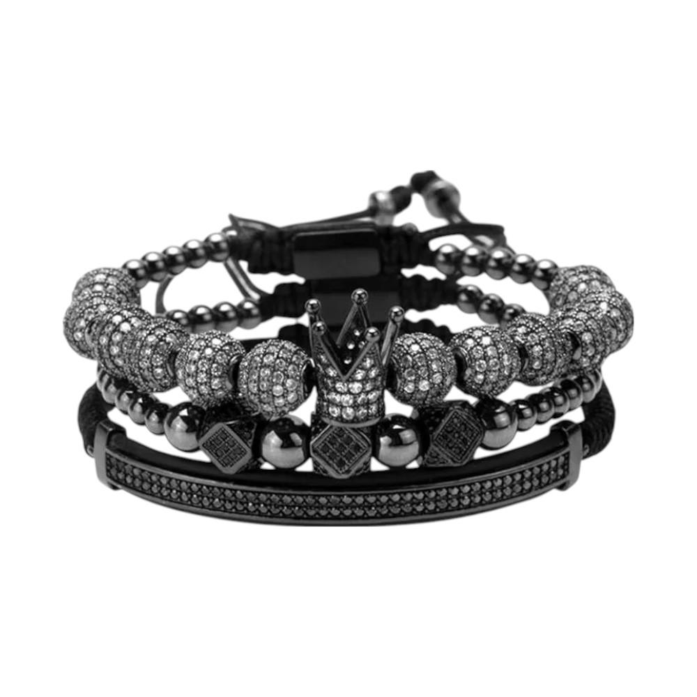 BlingKu Men's Crown of Glamour Gold Bracelet