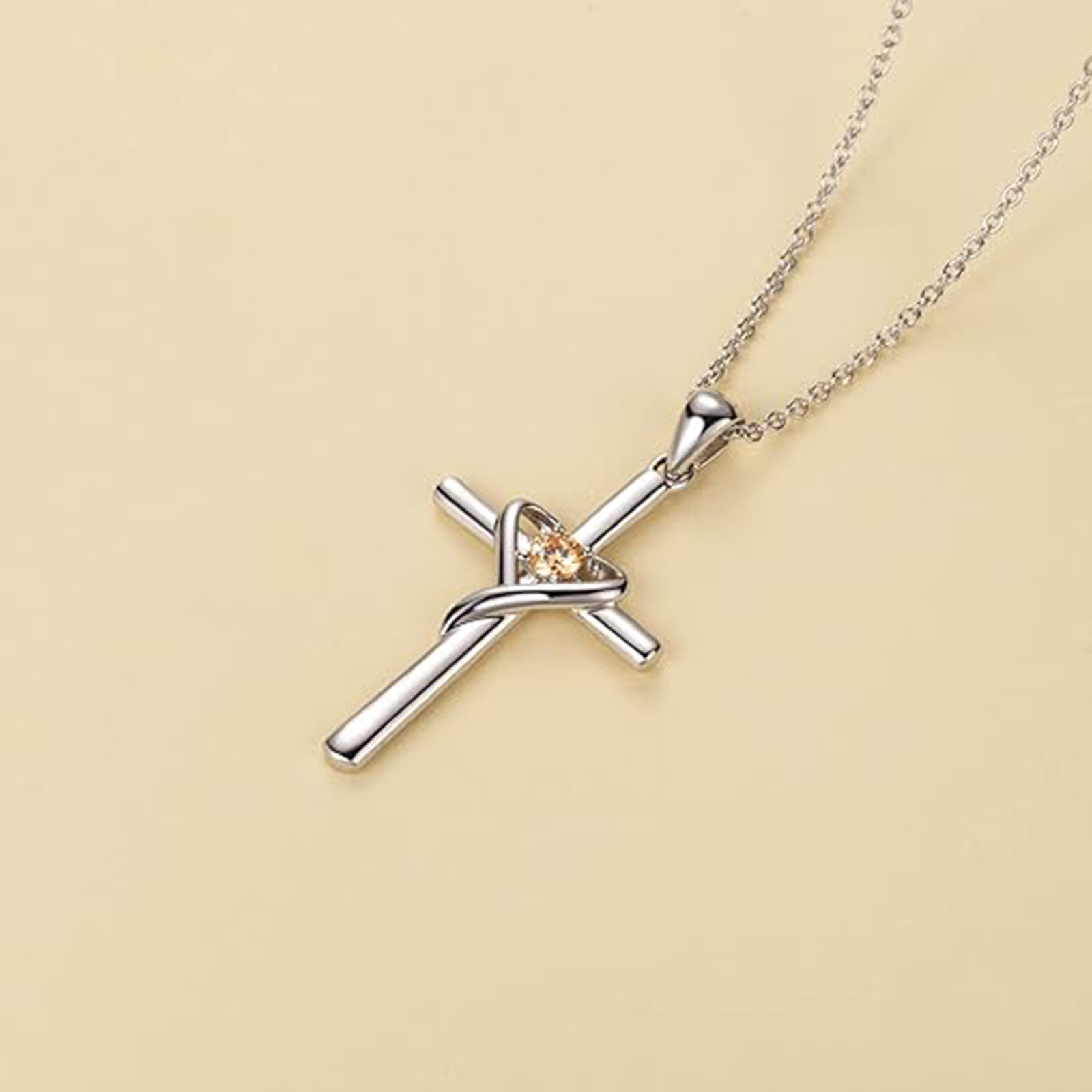 November Birthstone  Cross Necklace for Women-Sagittarius Birthstone