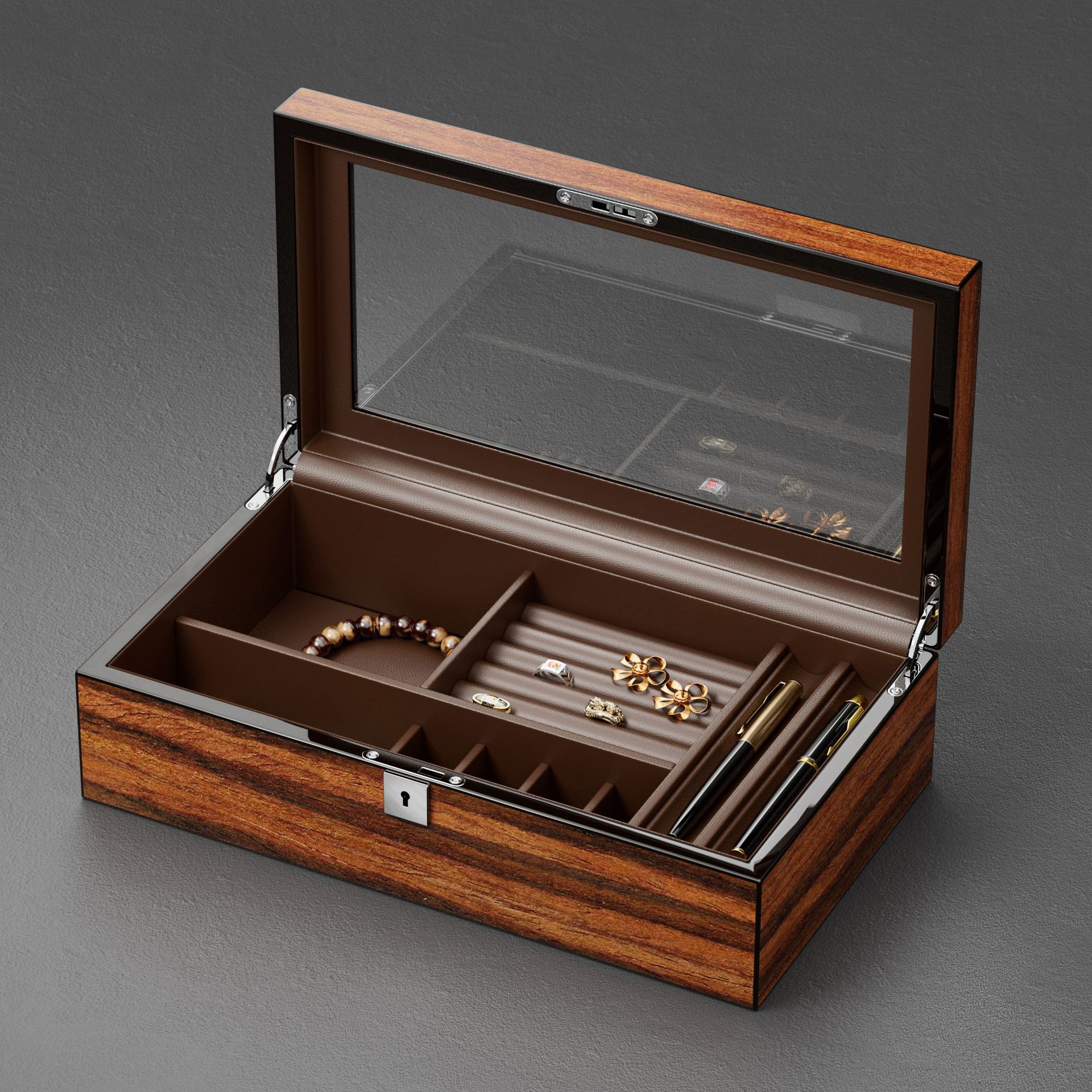 Men's high-grade ebony color lacquer jewelry box -Birthstone Jewelry