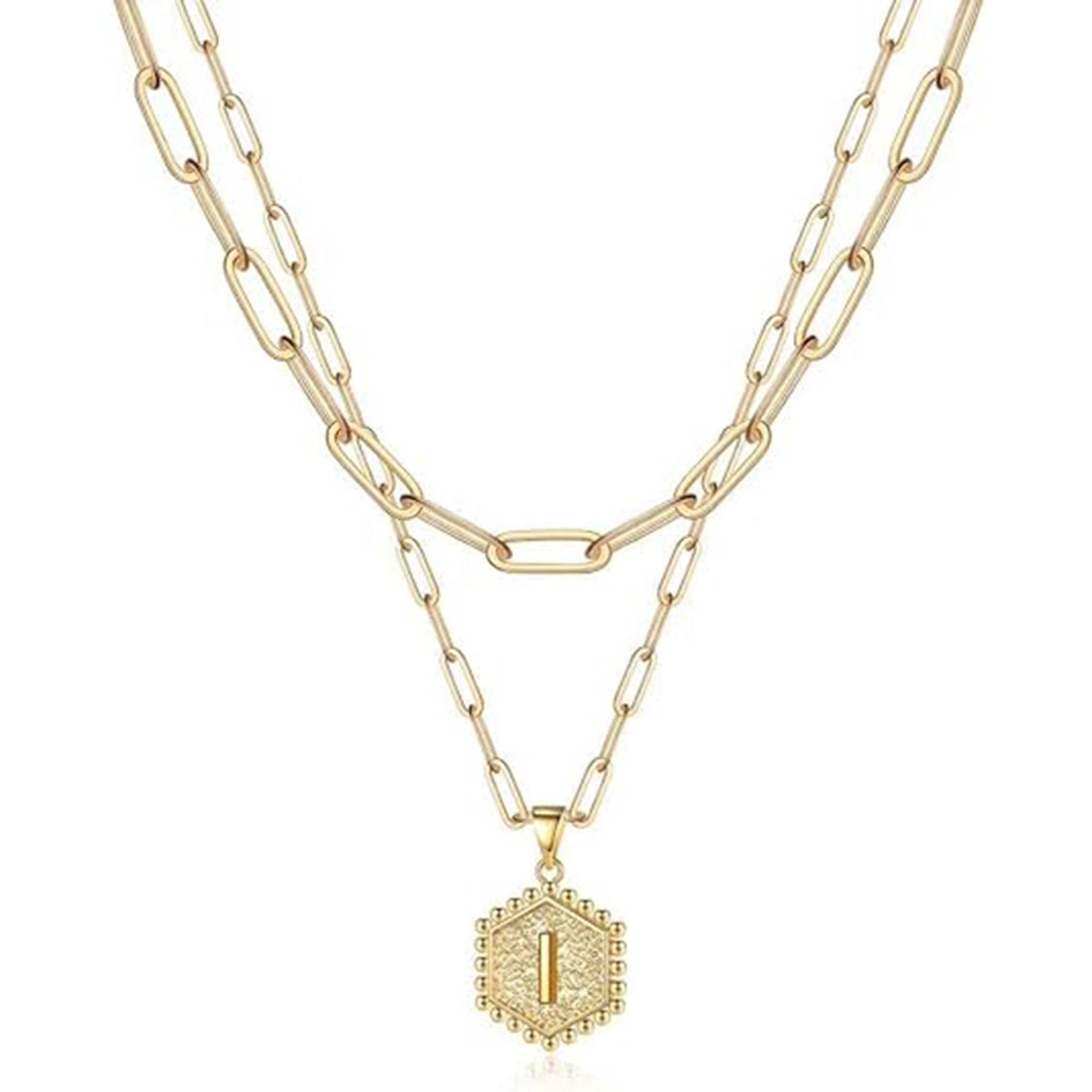 14K Gold Plated Hexagonal Letter Necklace
