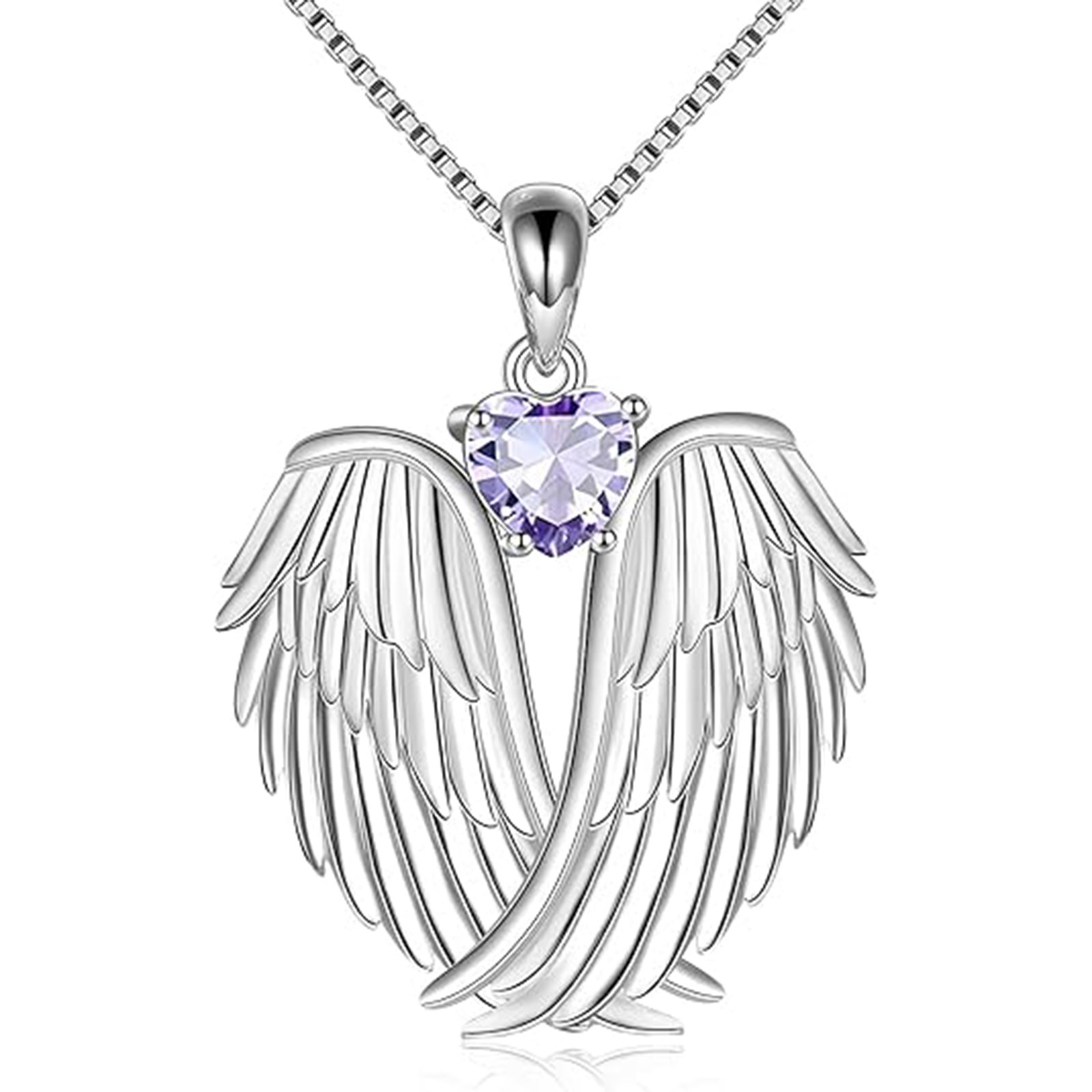 June Pearl Angel Wings Necklace – Sterling Silver Gift for Her