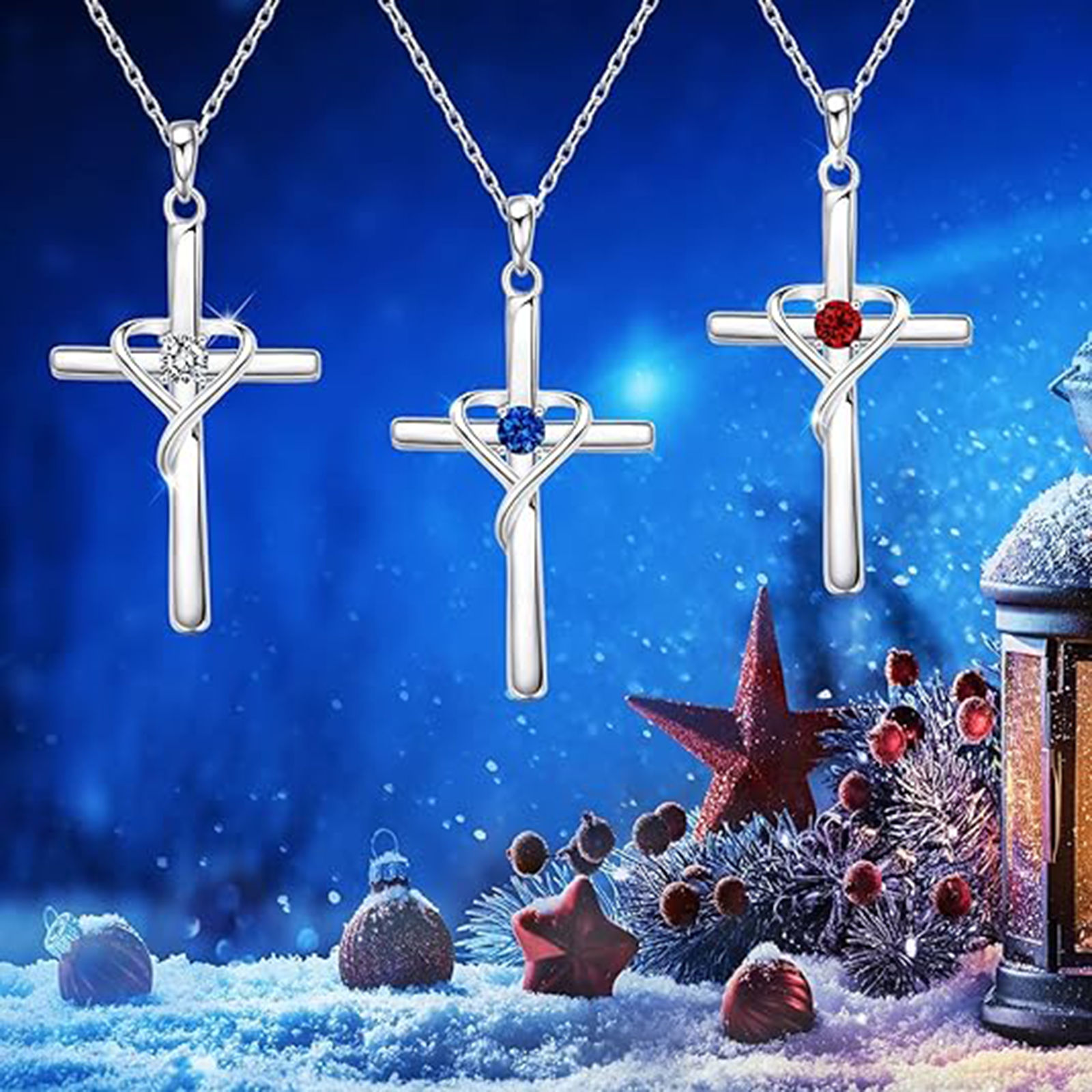 December Birthstone  Cross Necklace for Women-Cancer Birthstone