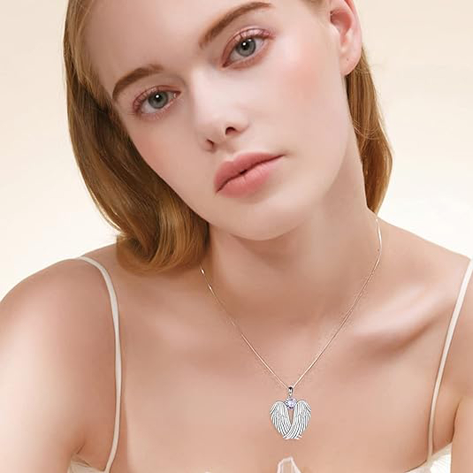 June Pearl Angel Wings Necklace – Sterling Silver Gift for Her