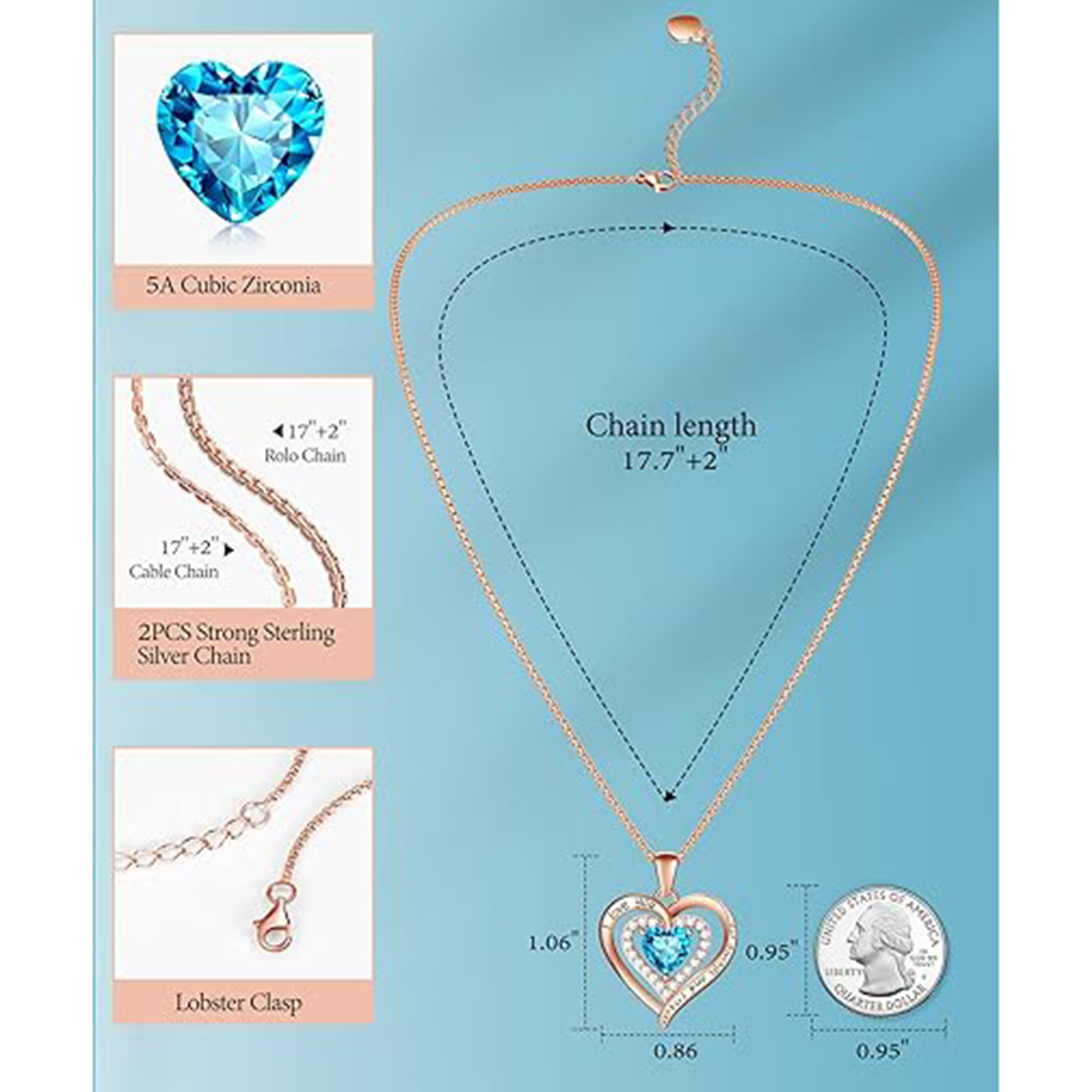 December Birthstone 18K gold plated birthstone necklace