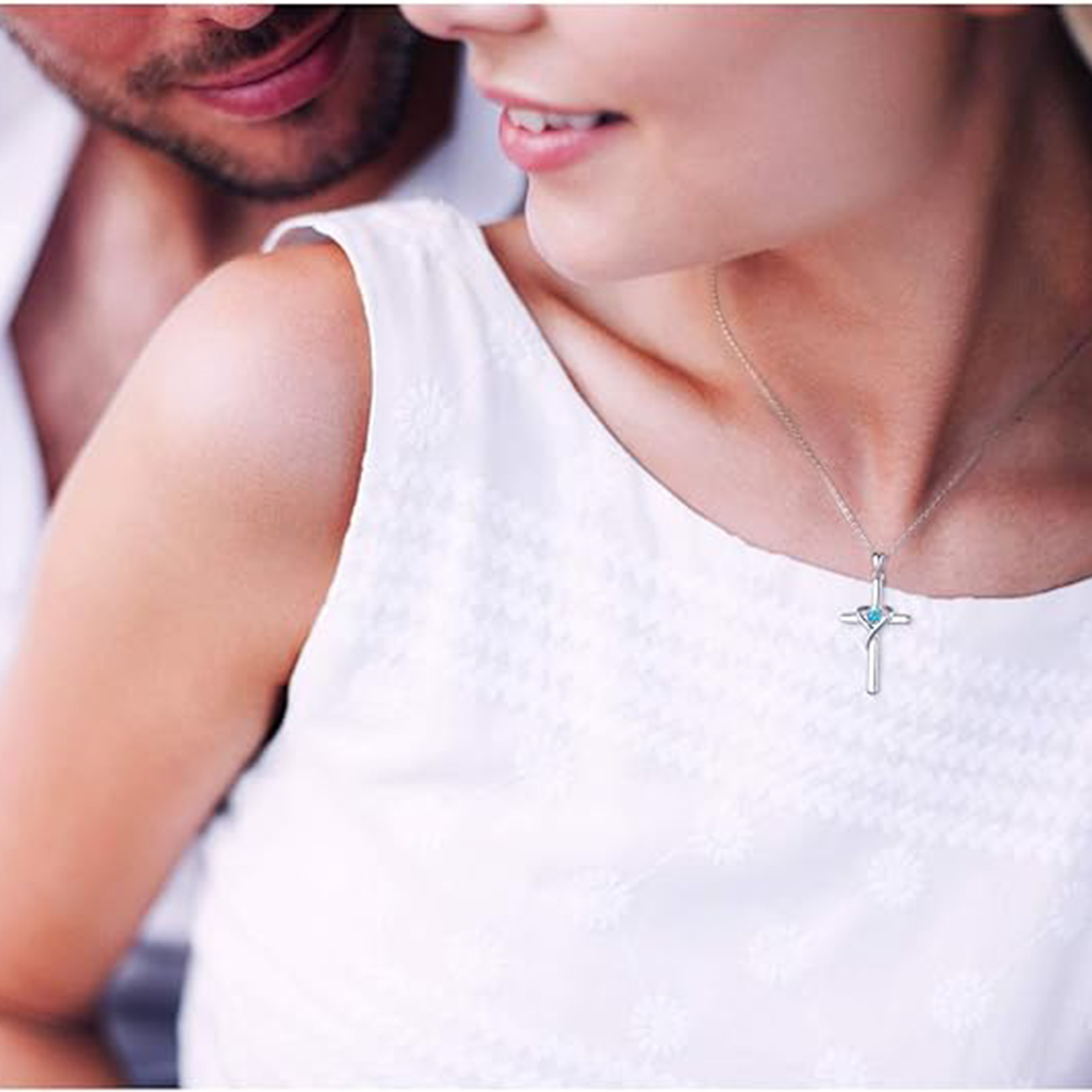 December Birthstone  Cross Necklace for Women-Cancer Birthstone