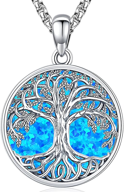 S925 Sterling Silver Tree of Life Gemstone Pendant Necklace-Birthstone Jewelry