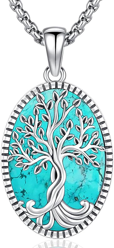 S925 Sterling Silver Tree of Life Gemstone Pendant Necklace-Birthstone Jewelry