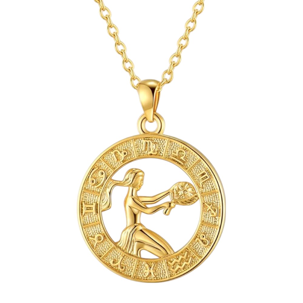 Gold Coin 12 Zodiac Signs Pendant Necklace