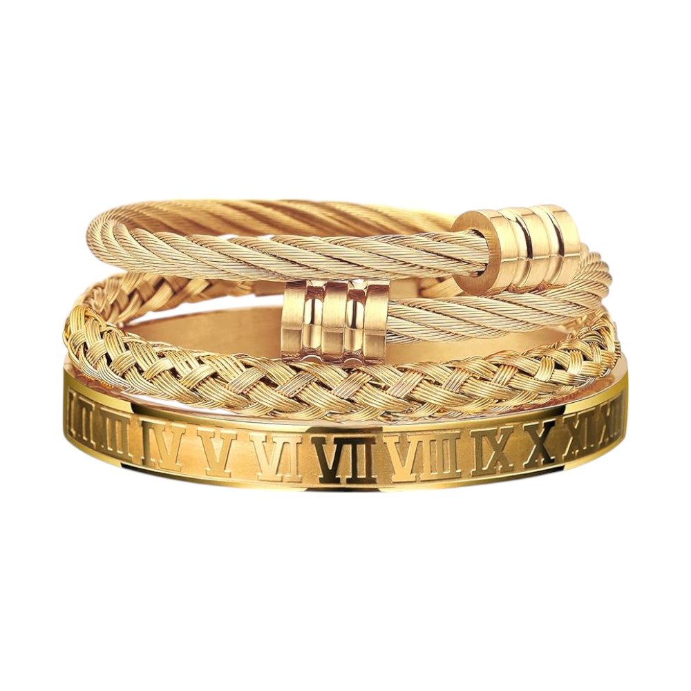 Men's Gold Plated Stacking Bracelet
