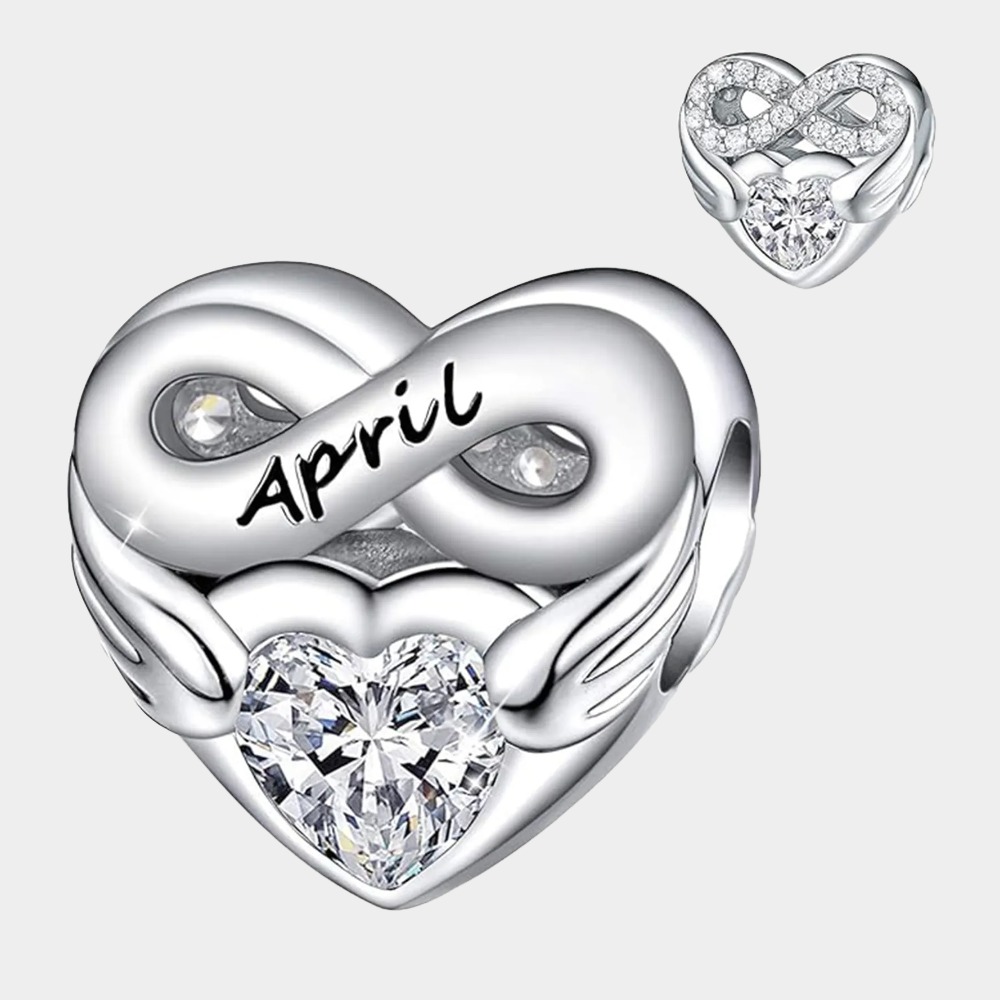 April Diamond Heart Bead Bracelet – Infinite Love Charm Gift