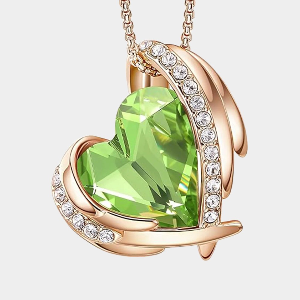 August Birthstone Heart Pendant Necklace with Rose Crystals – Gemini Birthstone Jewelry
