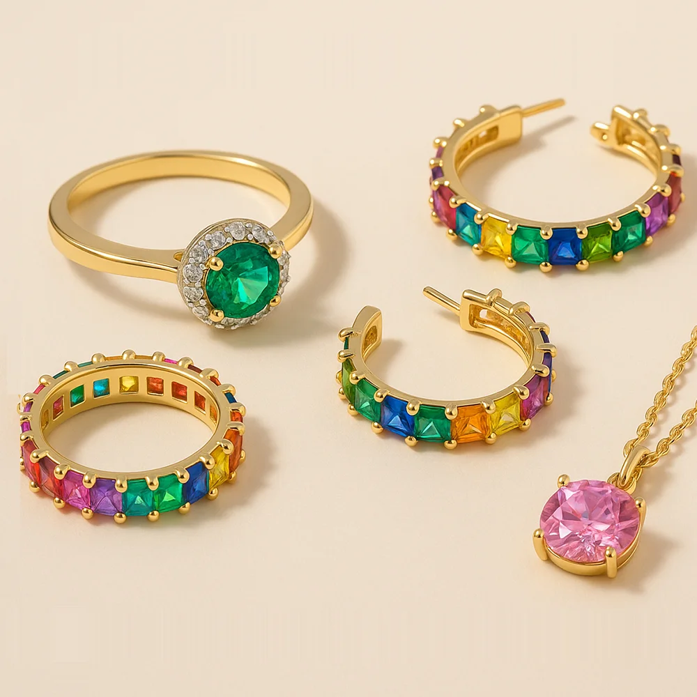 Colorful Jewelry Banner – Rainbow CZ, Birthstones & More from Blingku