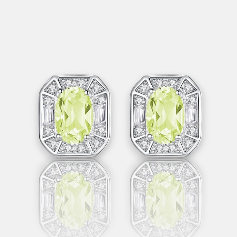 Oval Birthstone Earrings – Tarnish-Free S925 Silver Geometric Studs