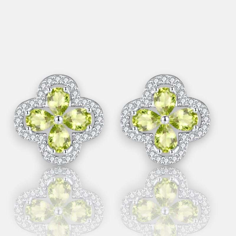 Flower Earrings – Four-Leaf Clover S925 Silver with Natural Peridot