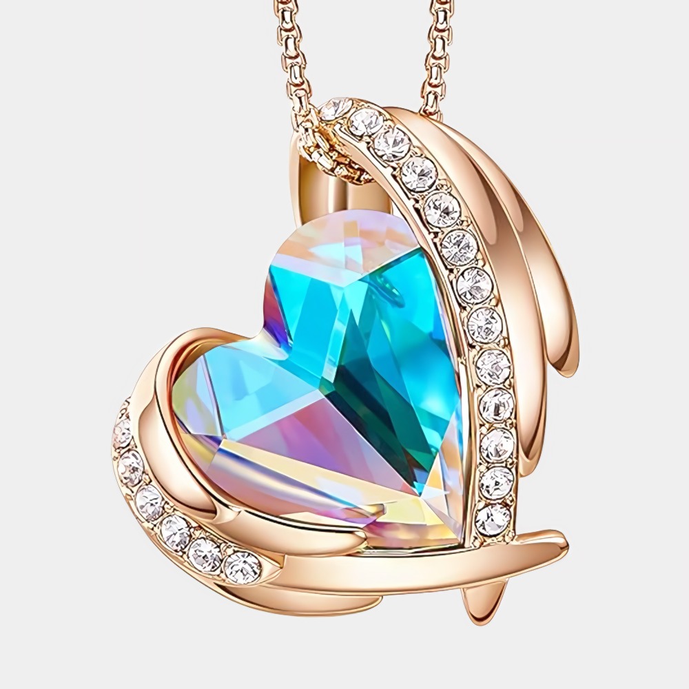 June Birthstone Heart Pendant Necklace with Rose Crystals – Cancer Birthstone Jewelry