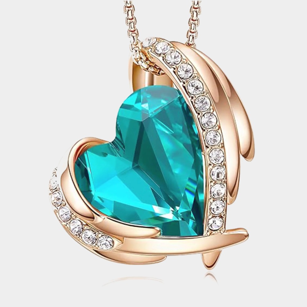 December Birthstone Heart Pendant Necklaces-Libra Birthstone