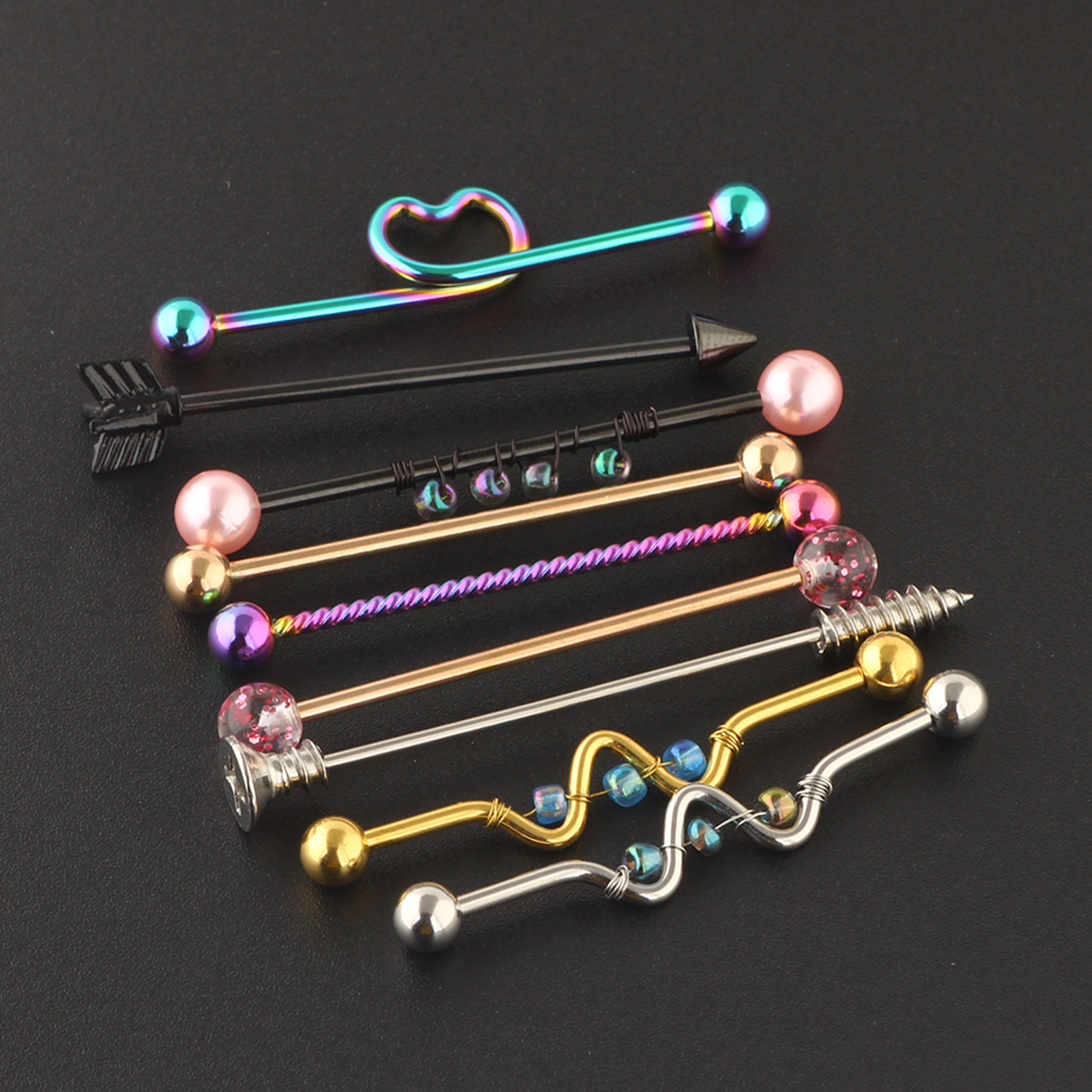 Stainless Steel Industrial Barbell Earring Cartilage Body Piercing Jewelry Piercing Bar