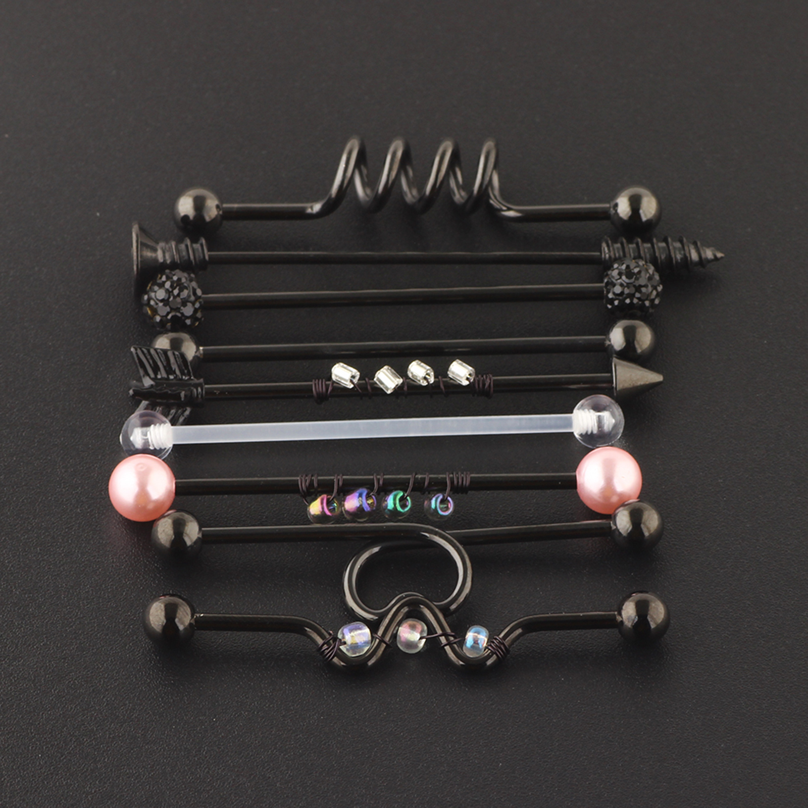 Stainless Steel Industrial Barbell Earring Cartilage Body Piercing Jewelry Piercing Bar