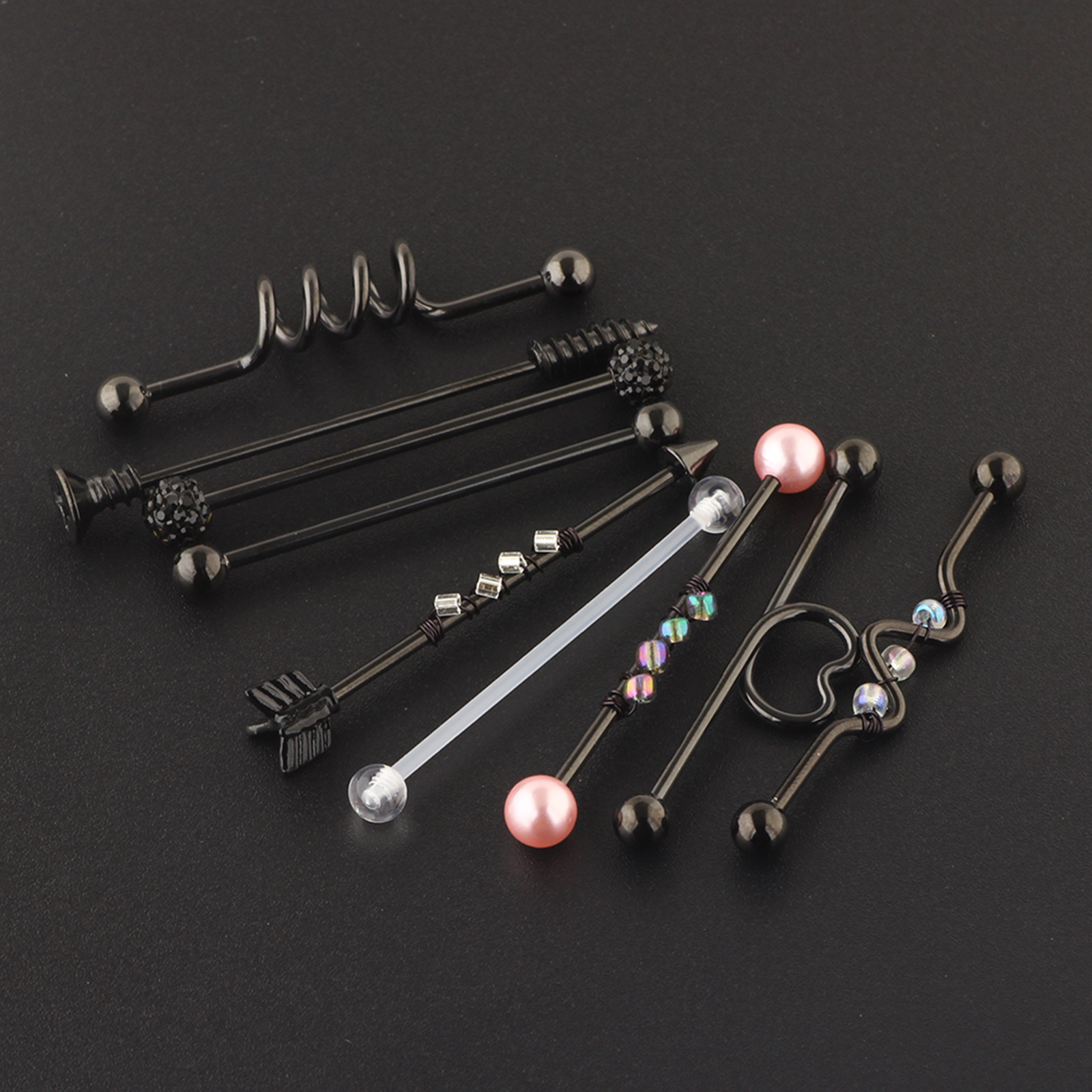 Stainless Steel Industrial Barbell Earring Cartilage Body Piercing Jewelry Piercing Bar