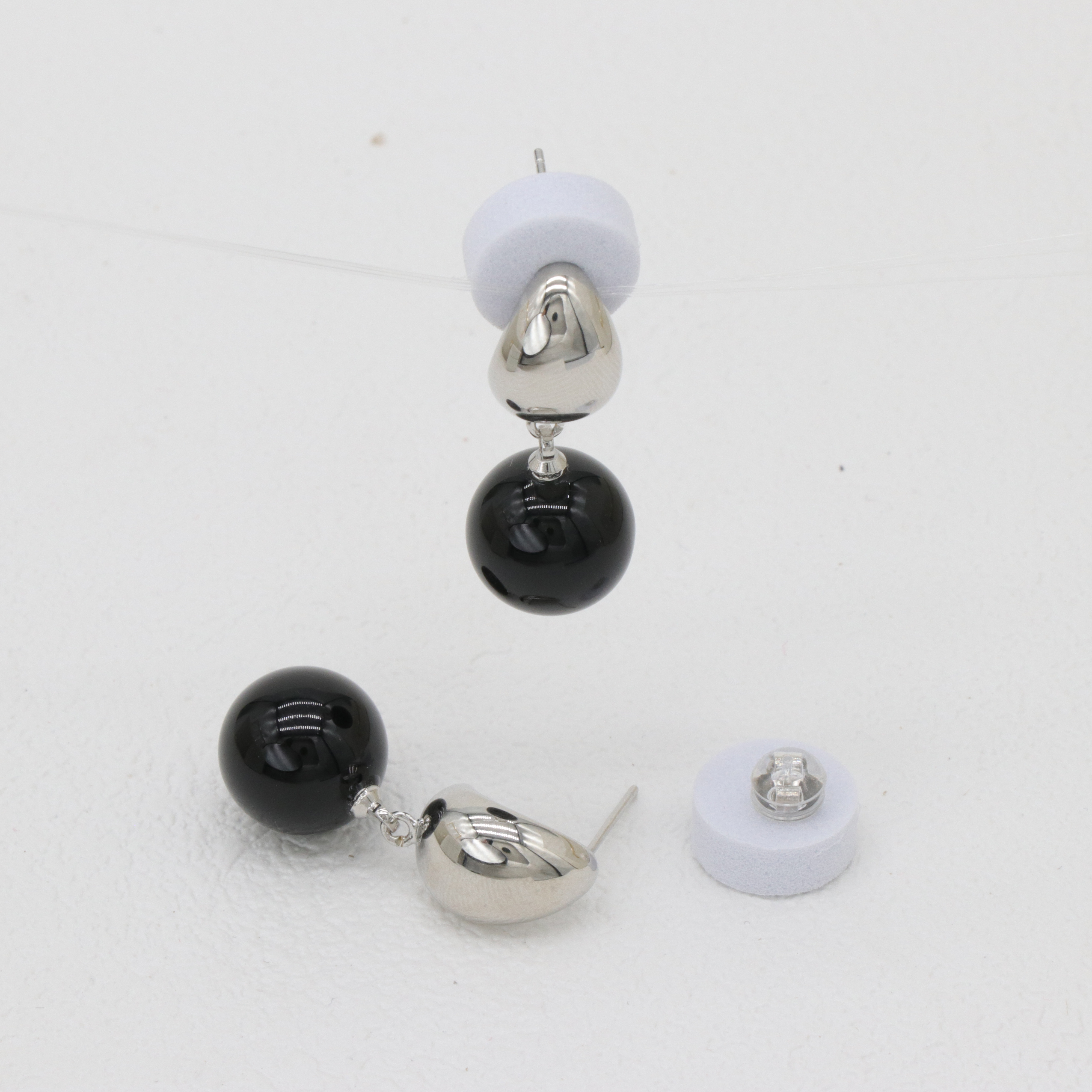 Black Onyx Earrings, Simple Hoops Earrings-Permanent Jewelry