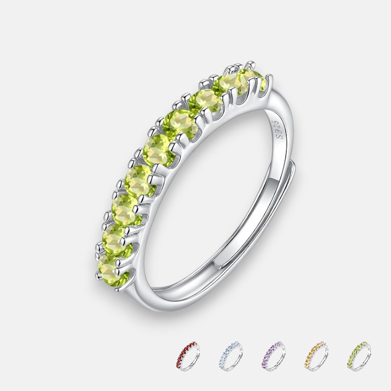 18K Gold Plated Crystal Band – Peridot Stacking Ring in Sterling Silver