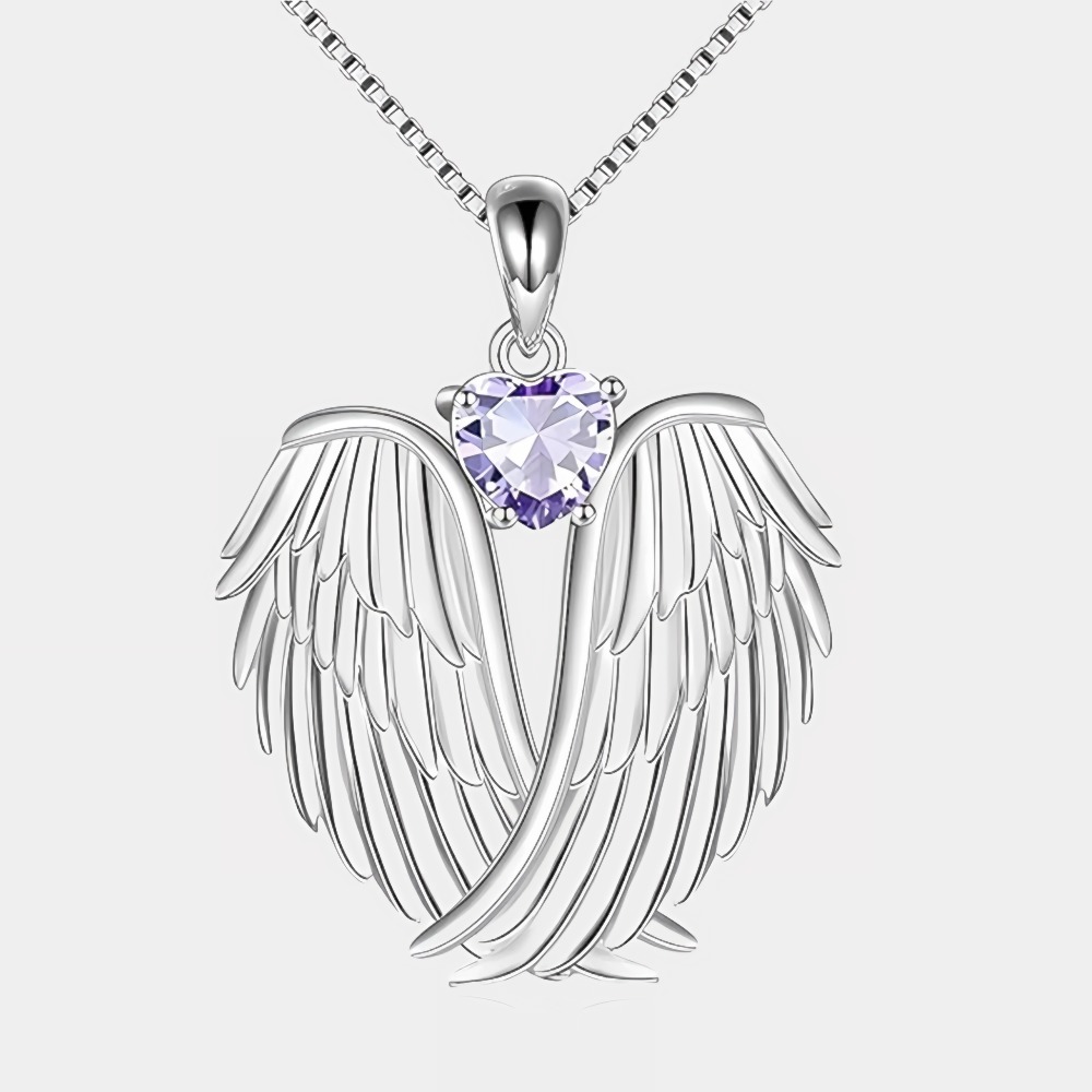 June Pearl Angel Wings Necklace – Sterling Silver Gift for Her