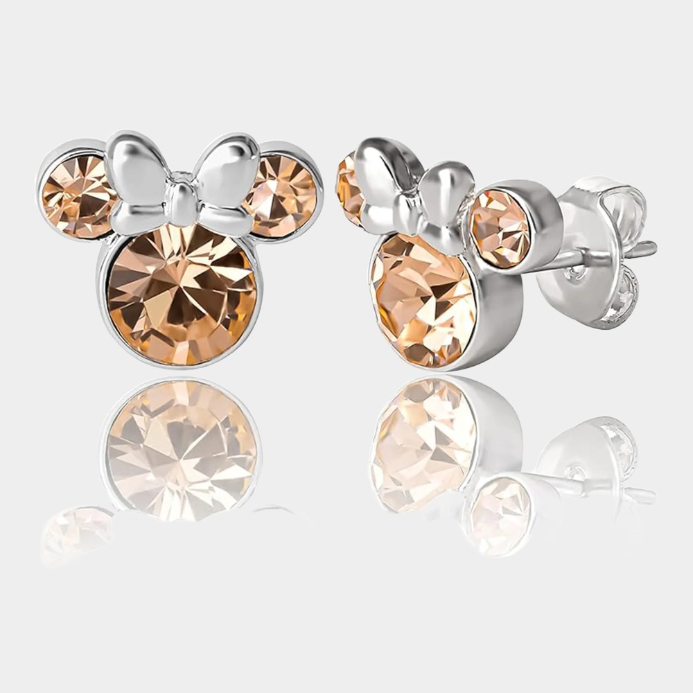 June Birthstone Womens Minnie Mouse Birthstone Stud Earrings-Birthstone Jewelry