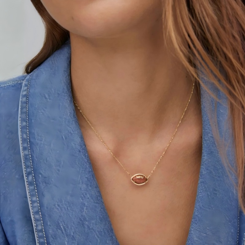 Gold Football Pendant Necklace 14K | Minimal Layered Jewelry
