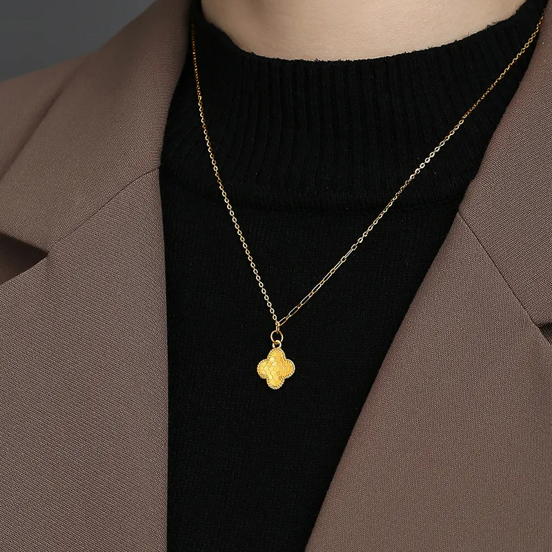 Four leaf clover necklace collarbone chain-Permanent necklace