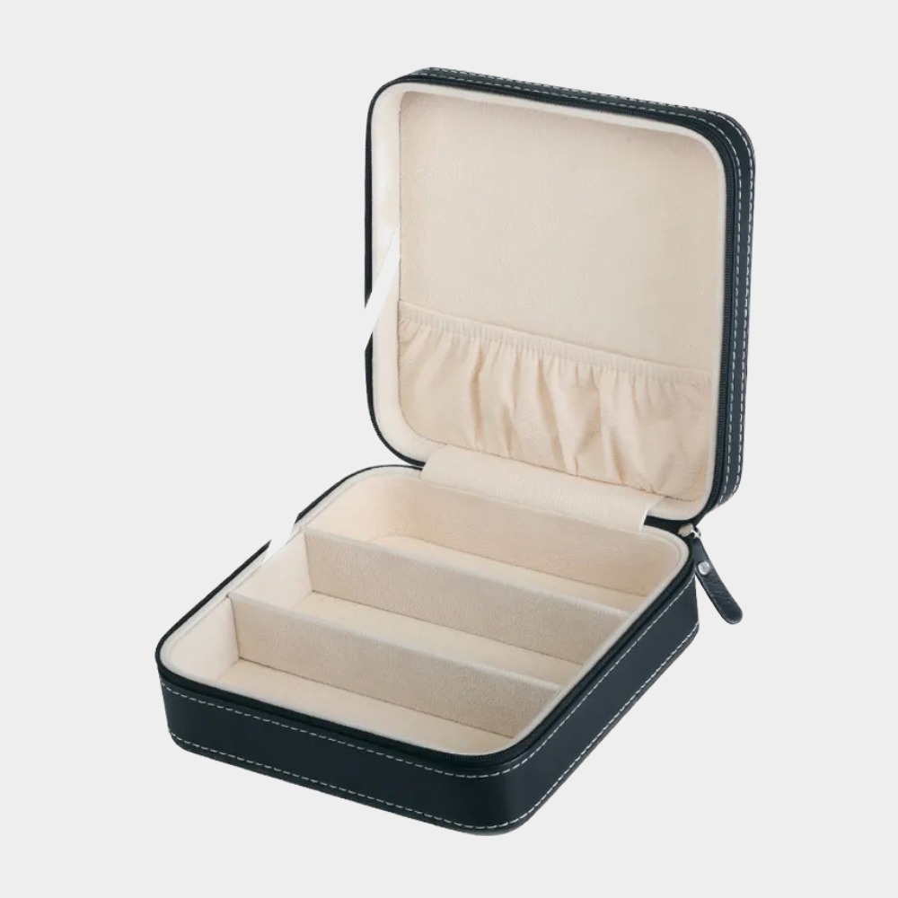 Black Ostrich Leather Sunglasses, Ring & Earring Organizer-Birthstone Jewelry