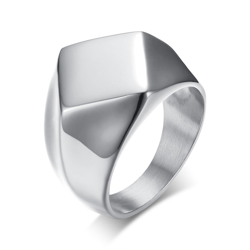 Men's ring, titanium ring with rhombus facets-Birthstone Jewelry