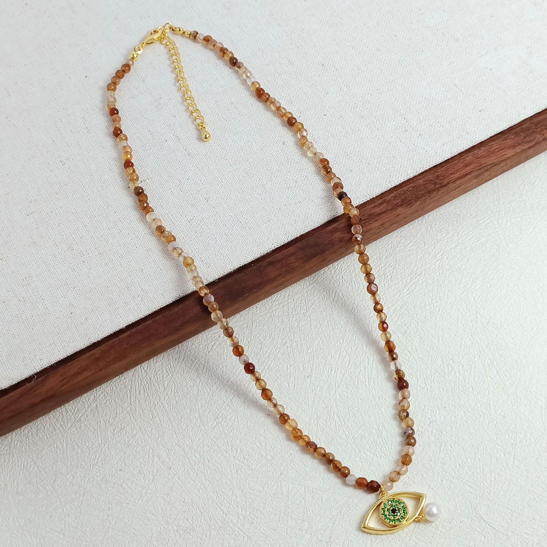 Devil's Eye Necklace, Onyx Beaded Necklace-Birthstone Jewelry