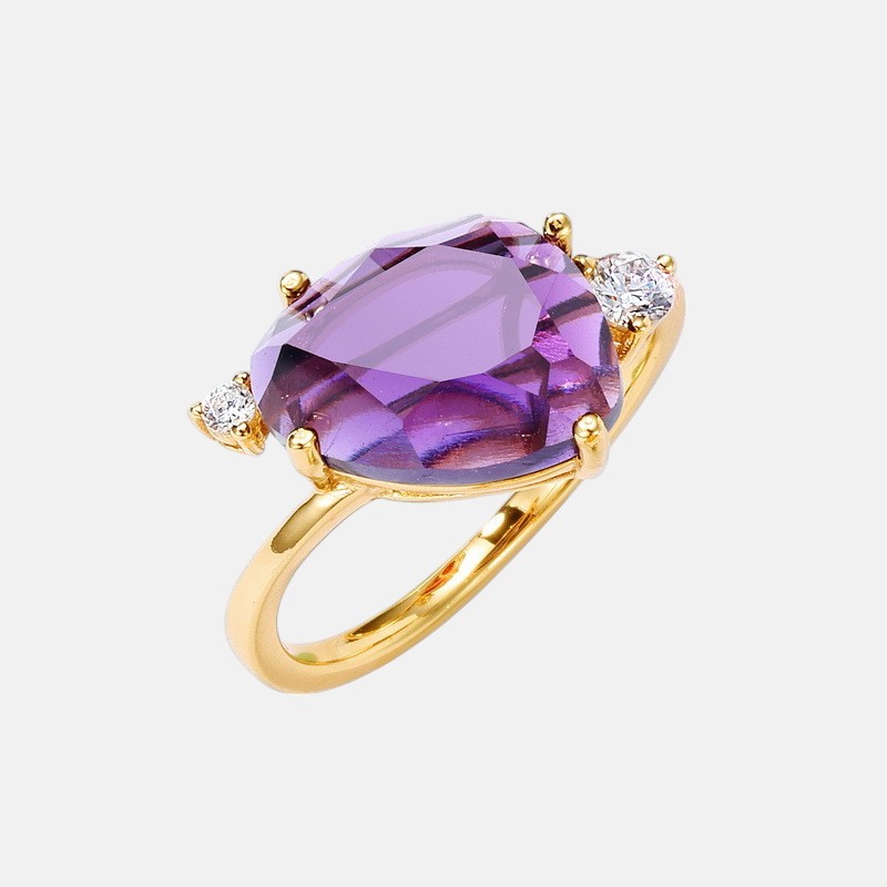 Color Gemstone Ring | 10K Gold Plated Sterling Silver | Synthetic Birthstone Series
