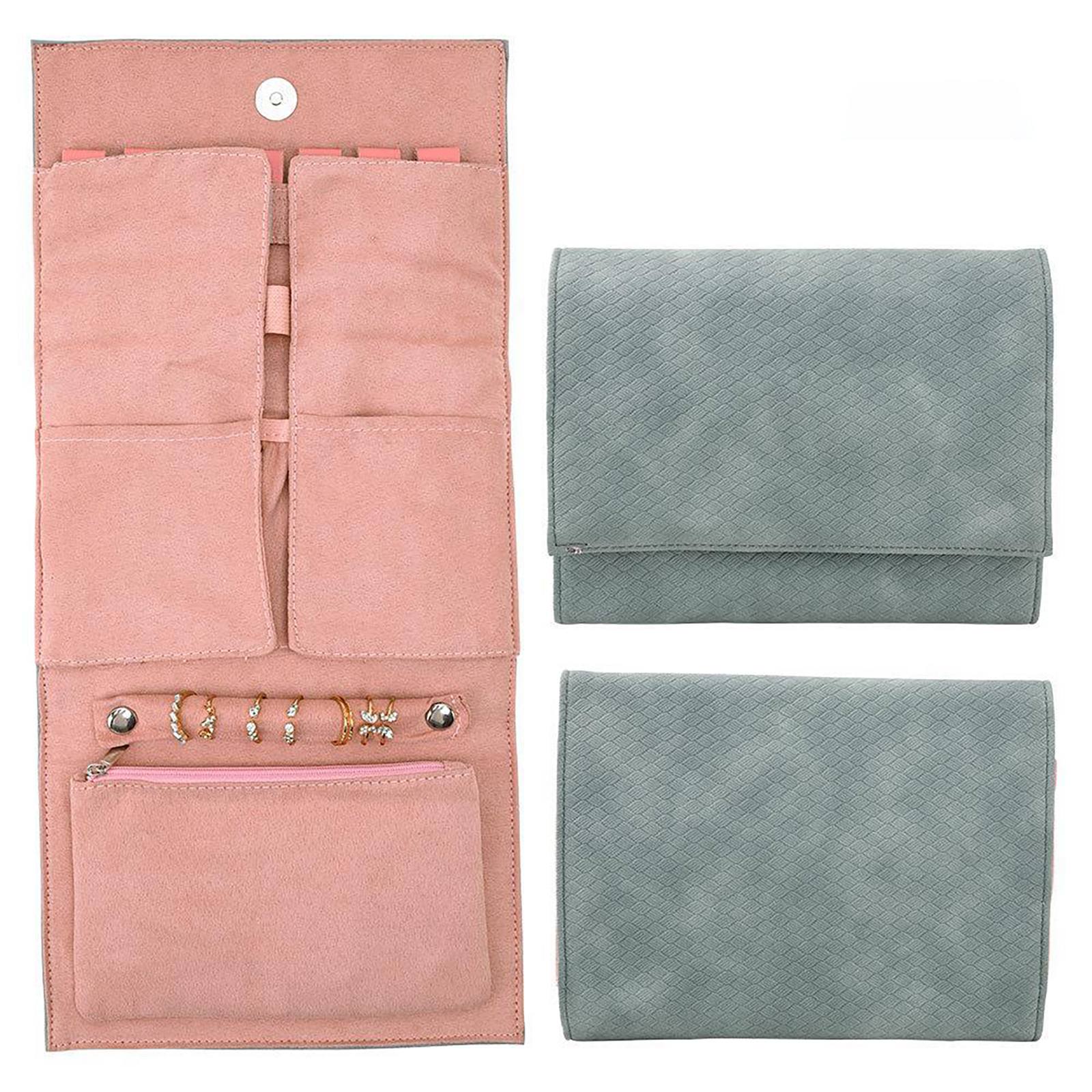 Leather Jewelry Roll Organizer – Travel Case for Necklaces & Rings