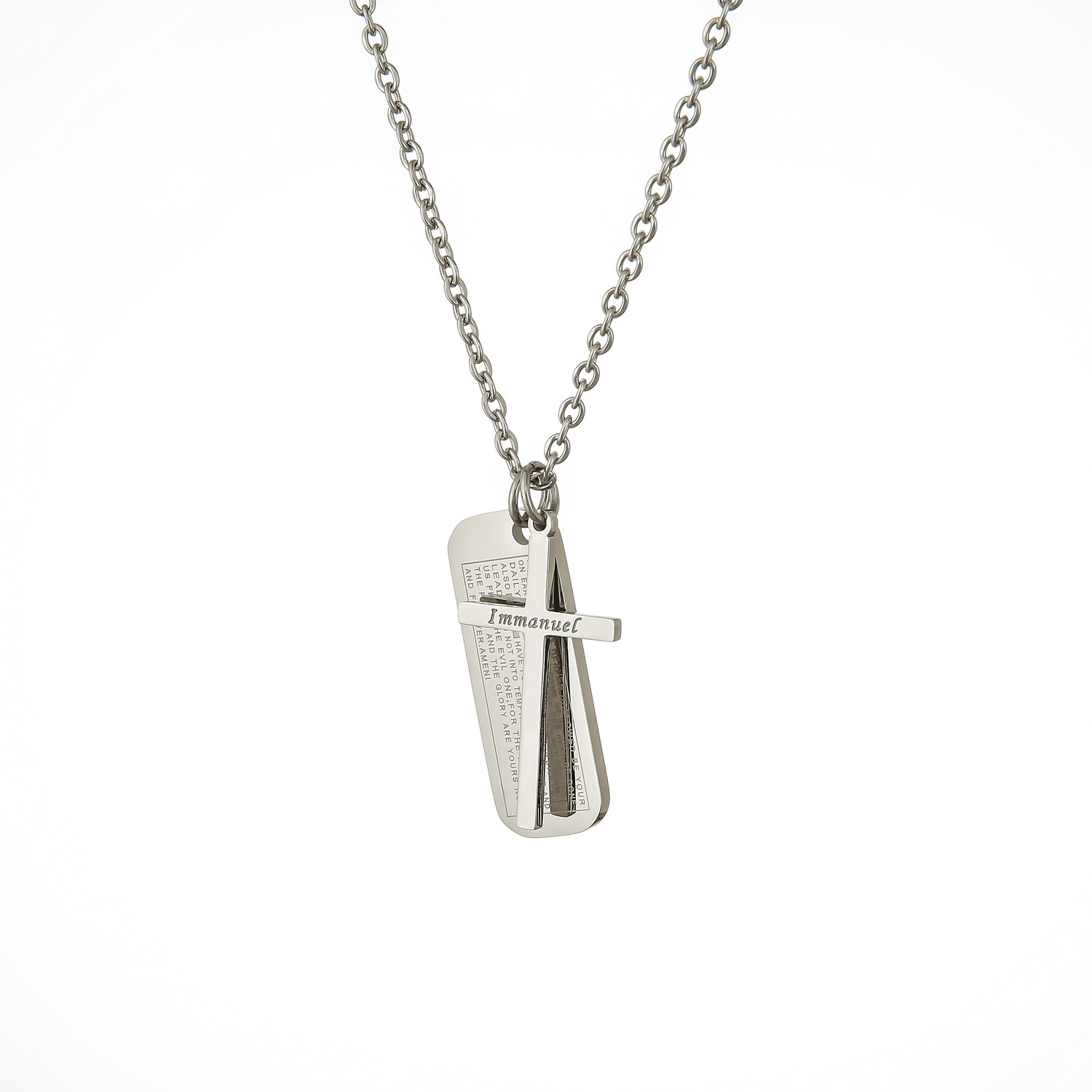 Men's Square Cross Tag Necklace – Titanium Steel Nameplate Pendant | Birthstone Jewelry