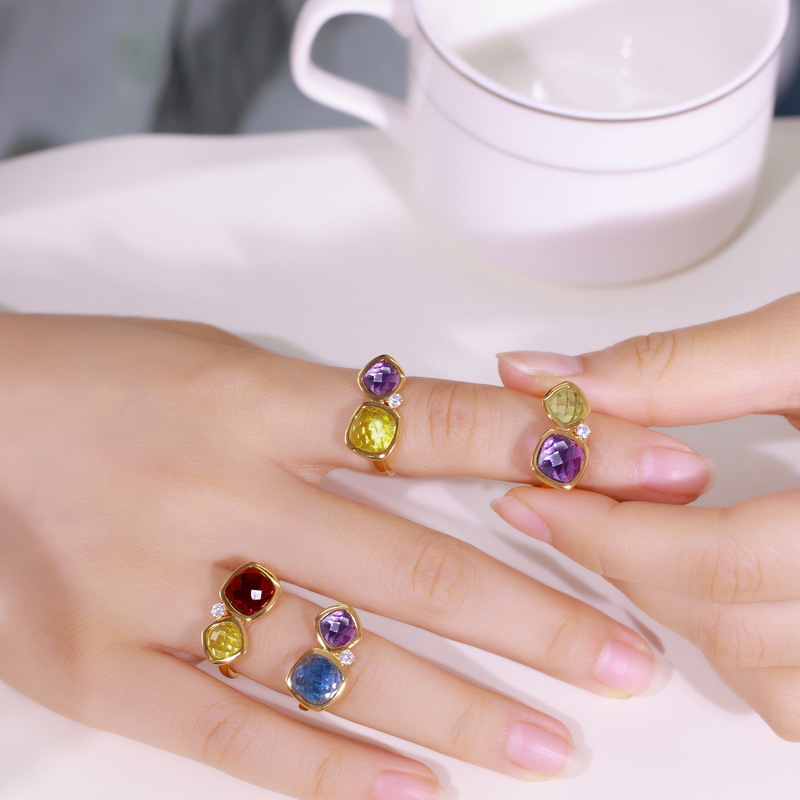 January Birthstone Two-Tone CZ Ring | 10K Gold Plated Sterling Silver