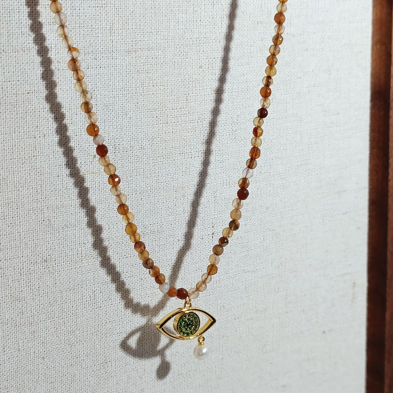 Devil's Eye Necklace, Onyx Beaded Necklace-Birthstone Jewelry