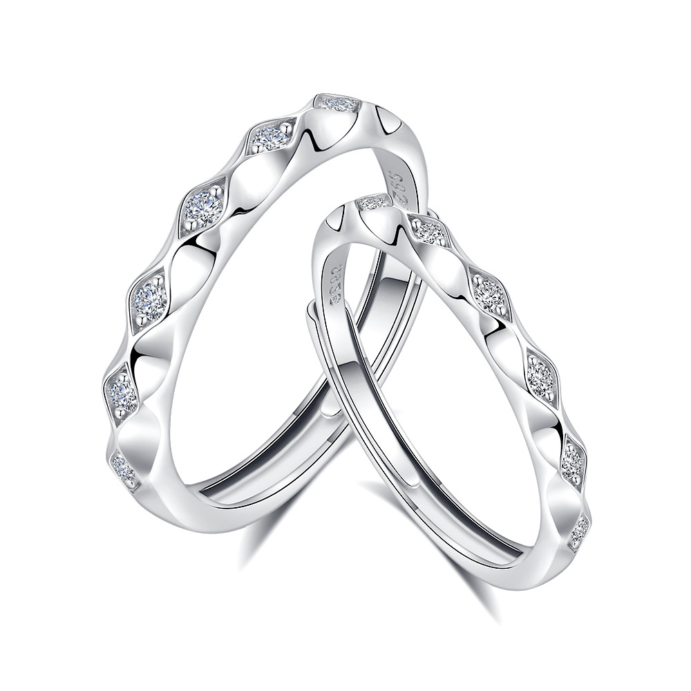 Men women matching wedding bands in 925 silver for couples