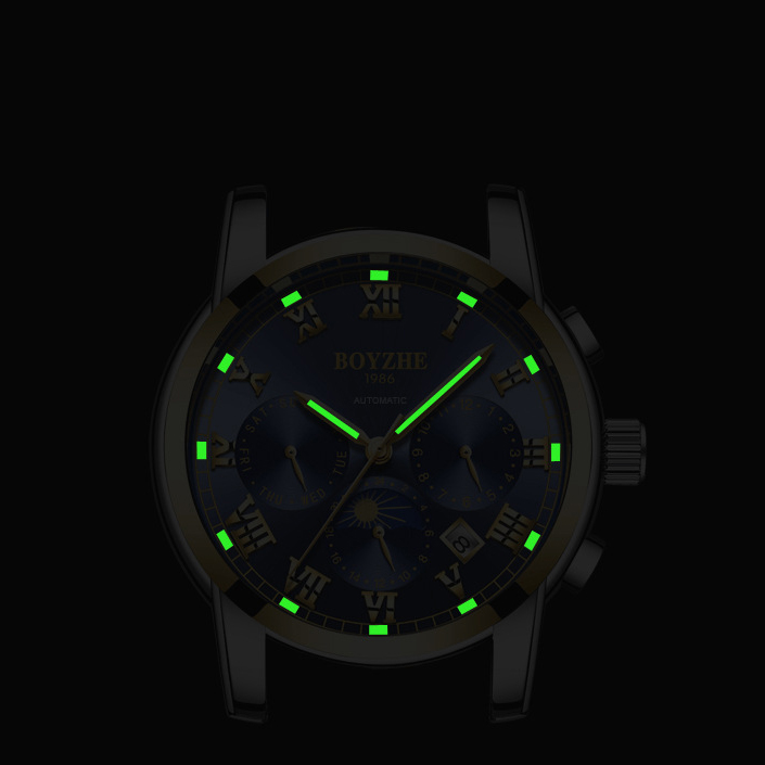 Men's Watch Automatic Mechanical Watch Business, Luminous waterproof men's watch-Birthstone Jewelry