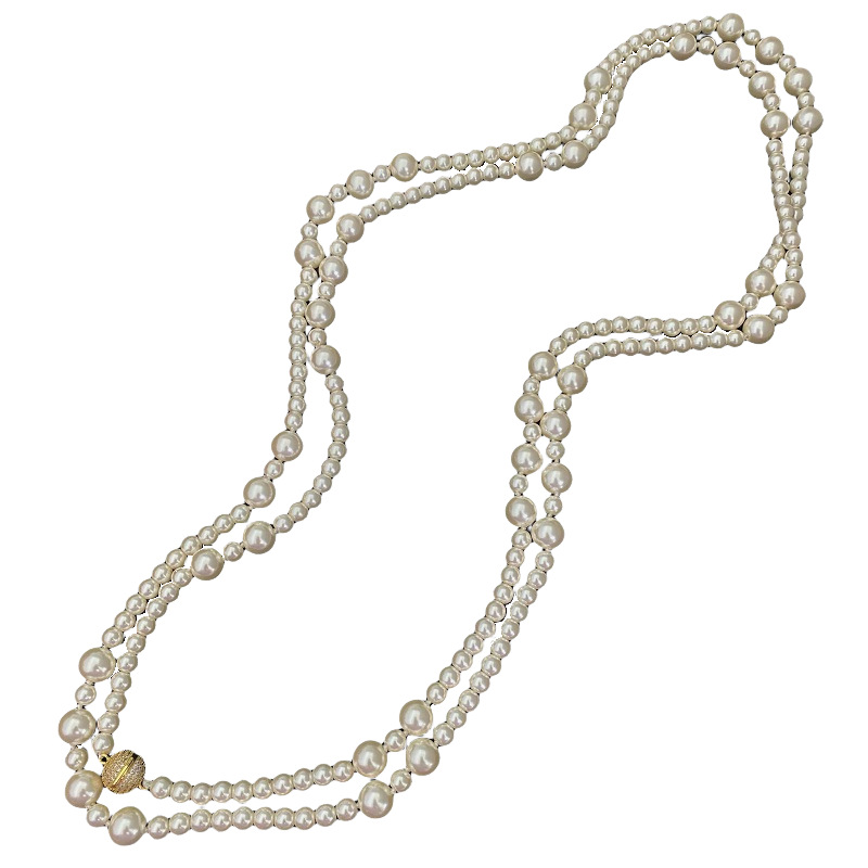 Women's Layered Sweater Chain – Fashion Long Pearl Necklace | Versatile Birthstone Jewelry
