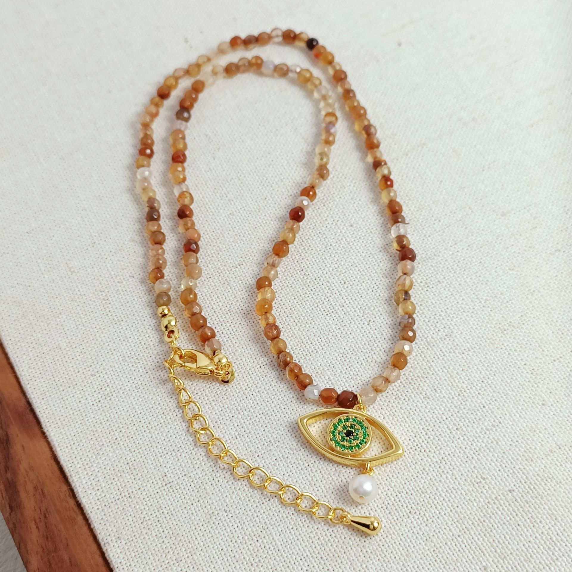 Devil's Eye Necklace, Onyx Beaded Necklace-Birthstone Jewelry