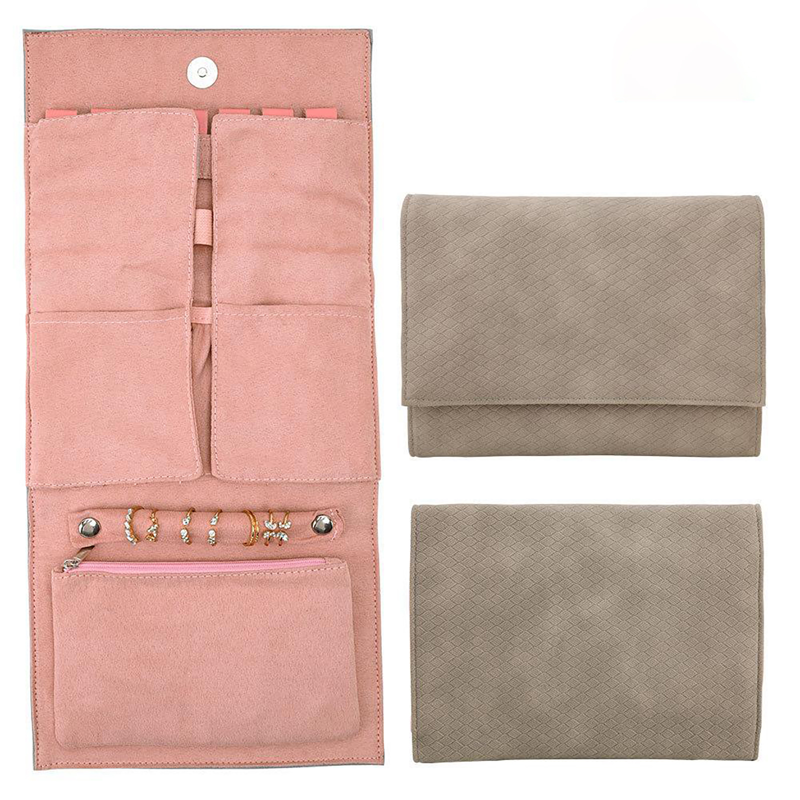 Leather Jewelry Roll Organizer – Travel Case for Necklaces & Rings