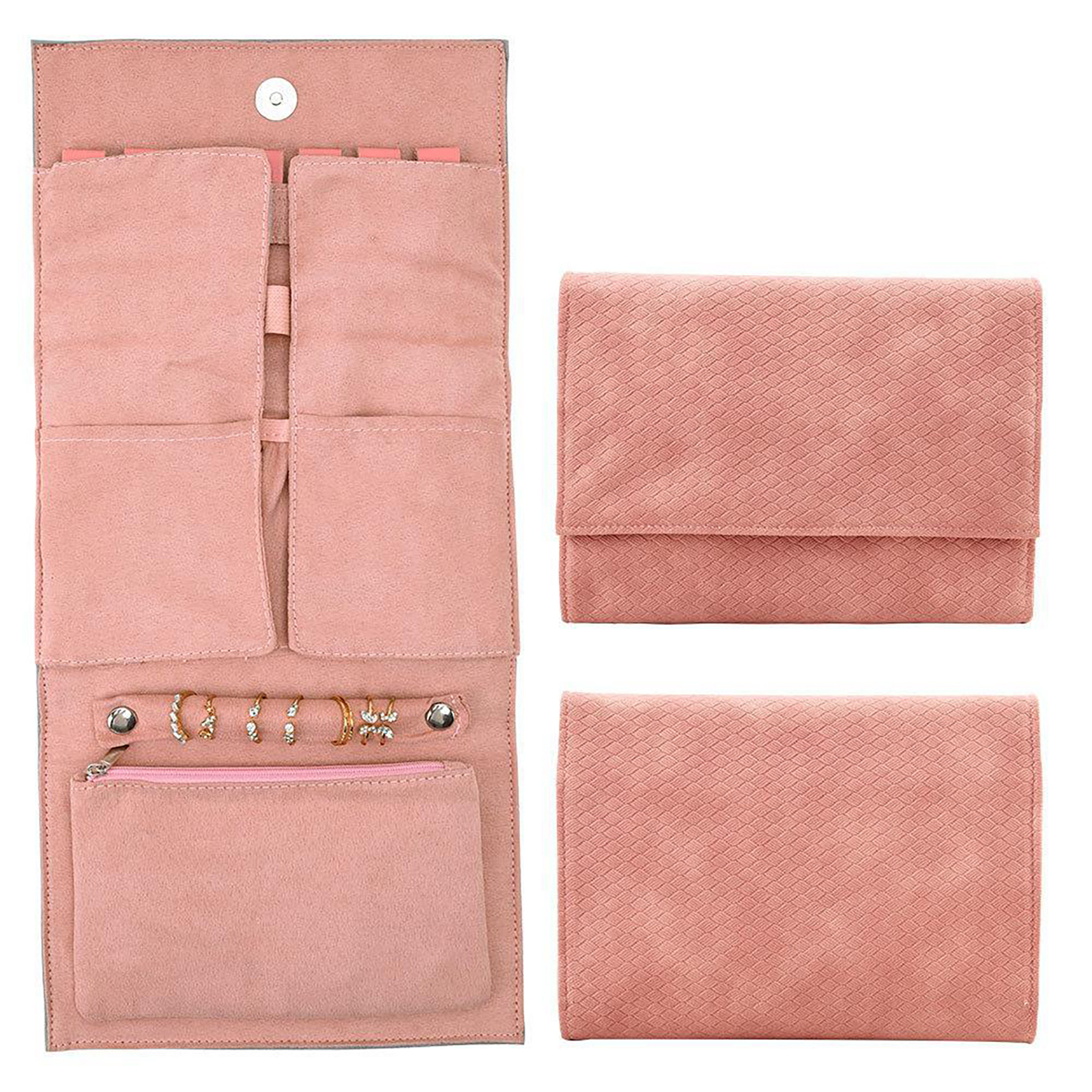 Leather Jewelry Roll Organizer – Travel Case for Necklaces & Rings