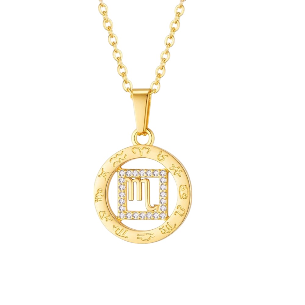 Gold Coin 12 Zodiac Signs Pendant Necklace